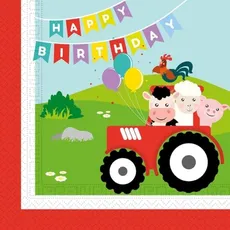 Procos - Papierservietten FSC Animali Bauernhof Farm Party (33 x 33 cm, Doppeltuch), 20 Stück, mehrfarbig, 94176, Mittel