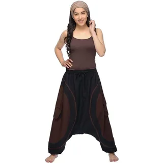 Haremshose Pumphose Aladinhose Pluderhose Yoga Goa Sarouel Baggy Aladin Freizeithose Soni Damen, braun S/M - Braun