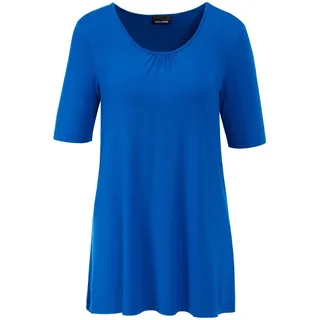 GOLDNER Langarm-Poloshirt »Kurzgröße Zeitloses Shirt, modernes Raffdetail«, blau