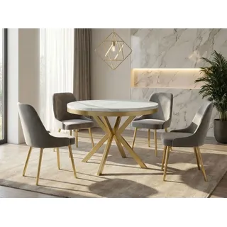 WFL GROUP Ausziehtisch Ø 90 cm weiß
