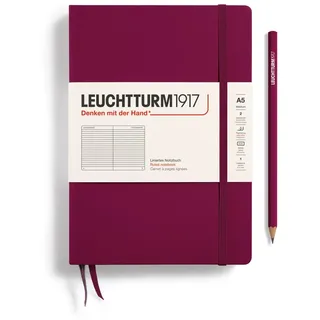 Leuchtturm1917 359691 Notizbuch (A5) 251 nummerierte Seiten, liniert, Port Red