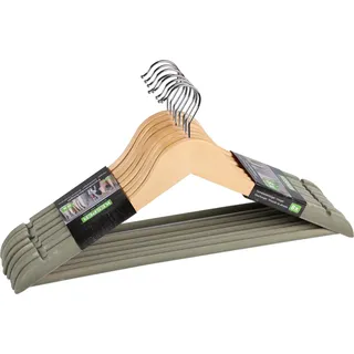 Kleiderbügel KESPER "Formkleiderbügel, 8er Set, FSC", beige (natur, grau), B:44,5cm, Massivholz, Kleiderbügel, Kleiderbügel, mit rutschfestem Hosensteg und praktischen Rockkerben