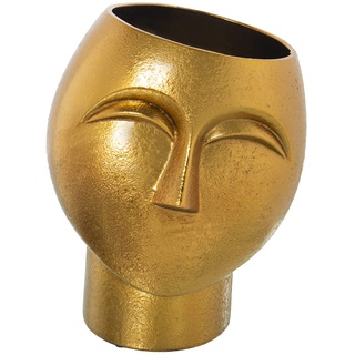 Vase Gesicht aus Keramik in Gold, 28 x 22 x 22 cm