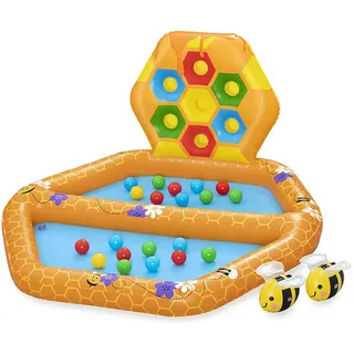 Bestway Aufblasbares Kinderbecken Bienen mit Bällen 127x119x61 cm +12 Monate Garten 52639 - Bunt