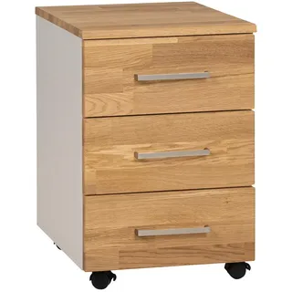Cantus Rollcontainer , Grau, Eichefarben , Holz, Holzwerkstoff , Eiche , massiv , 3 Schublade(n) Schubladen , 40x57x50 cm , Typenauswahl, Beimöbel erhältlich , Holzmöbel, Holztische, Schreibtische Holz, Rollcontainer Holz