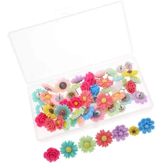 50pcs Dekorative Push Pin Reißzwecke Mehrfarbig Mehrgrößen Blumen Bulletin Korken Vorstand Whiteboard Büro Fotowand Organisation Startseite