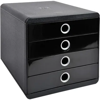 Exacompta Schubladenbox 38 x 29,7 x 28,5 cm 4-tlg. schwarz/silber