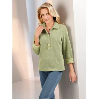 Classic Basics Langarm-Poloshirt CLASSIC BASICS "Shirt", Damen, Gr. grün (schilf, meliert), 75% Polyester, 25% Baumwolle, unifarben, ohne Ausschnitt, Shirts Langarm-Poloshirt