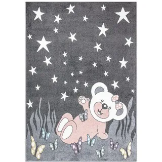 Carpet City Kinderteppich "ANIME916", rechteckig 11 mm Höhe Kinderzimmer Teppich Modern mit Mond, Blumen, Wolken, Creme, Multi,