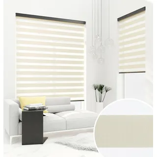 PREMIUM DOPPELROLLO BH12 CREME mit Alu Kassette (130x150 cm, Kassettenfarbe: weiss) - Beige