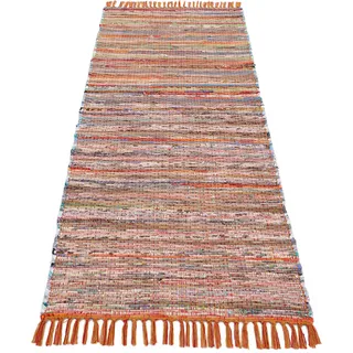 carpetfine Kelim Chindi Wendeteppich 60 x 180 cm Orange