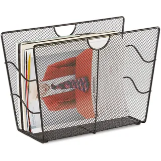 Relaxdays Zeitungsständer Mesh, Zeitschriftensammler Metall, Zeitungshalter stehend, HxBxT: 27 x 17 cm,