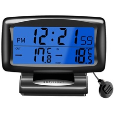 Digital Auto Thermometer Uhr, Asudaro Auto Digitaluhr LCD-Autouhr-Thermometer Auto Armaturenbrett Uhr Auto Digitaluhr Thermometer mit Hintergrundbeleuchtung Auto Temperature Clock Monitor,Schwarz