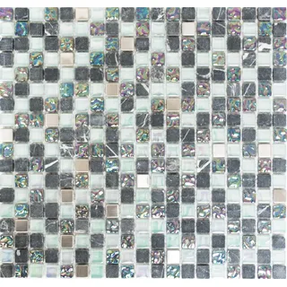 Glas Natursteinmosaik/Edelstahlmosaik grau Wand Bad 92-0206 10 Mosaikplatten