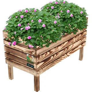 KOTARBAU® Hochbeete für Garten 64 x 30 x 39 cm Blumenkasten Holz gebranntes Holz Balkon Pflanzkasten Blumenkiste Blumentopf Holzblumenkästen Pflanztopf Pflanzkübel Holzkasten Gemüsebeet Gartenbeet