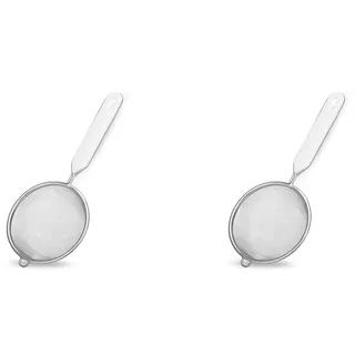 Fackelmann Sieb Ø 7 cm, Küchensieb aus Edelstahl, feinmaschiger Seiher mit Griffeinlage aus Kunststoff (Farbe: Weiß/Silber), Menge: 1 Stück (Packung mit 2)