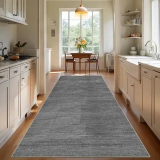 TEHWDAIYOU Teppich Läufer Flur Langer Küche Teppich rutschfest Waschbar Teppichläufer Flurteppich Küchenteppich Anti Rutsch Korridor Teppiche Läufer Flur für Küche Eingang, Grau, 100 x 300 cm