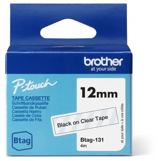 Brother Btag-131 Beschriftungsband, 12mm, schwarz/transparent (BTAG131)