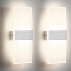 Lightsjoy 2x 12W LED Wandleuchte Innen Moderne Wandlamp up and down Innenbeleuchtung Flur Belechtung für Schlafzimmer Korridor Wohnzimmer Treppe usw Natürliches Weiß
