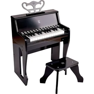 HaPe Leuchttasten-Piano mit Hocker und Notenhalter, Musikspielzeug aus Holz, ab 3 Jahren, Schwarz