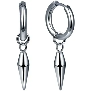 feilok Edelstahl Creolen Ohrringe mit Anhänger - Spike Ohrringe für Herren & Damen, Silber, Hängend