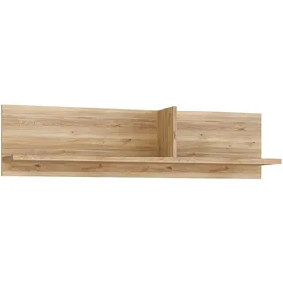 Forte ARANK Wandregal 120, Scandi-Stil Wandpaneel mit Ablage und Trennwand, Jugendzimmer, Holzwerkstoff, Mauvella Eiche Holzdekor, 120 cm breit x 29 cm hoch x 21,5 cm tief