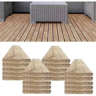 Floranica 20 Stk. Lärchenholz Bretter 60 cm Lang Zaunlatten Terrassendielen Konstruktionsholz geriffelt für Hochbeet & Sichtschutz