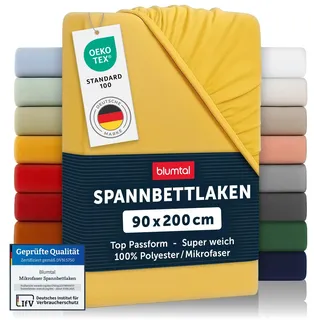 Blumtal® Spannbettlaken 2er Pack - Microfaser - Ökotex zertifizierte Bettlaken - Spannbetttuch - Laken - Spicy Mustard - Gelb