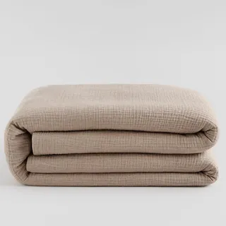 Hausfelder Musselin Bettdeckenbezug 135x200 cm - Bettwäsche aus Premium Baumwolle, atmungsaktiv & superweich, Oeko-Tex Zertifiziert, gekreppte Struktur