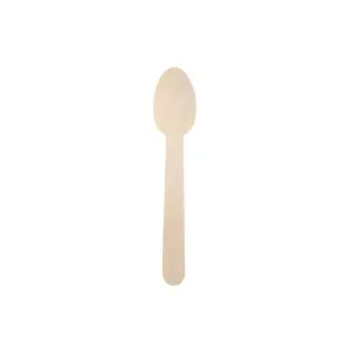 Greenbox Holzlöffel klein, Einwegbesteck, biobeschichtet, 14 cm, Kleiner Löffel für kalte, warme und fetthaltige Speisen, 1 Karton = 10 Packungen à 100 Stück