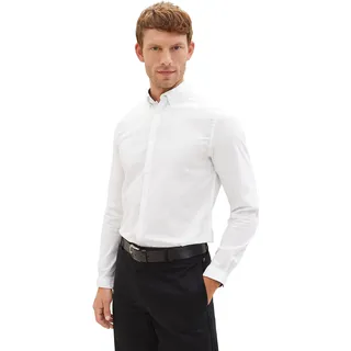 TOM TAILOR Herren 1039886 Slim Fit Business Hemd aus Baumwolle mit Stretch, 20000-White, XXL