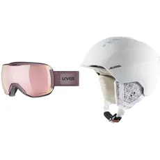 uvex downhill 2100 CV planet - Skibrille für Damen und Herren - konstraststeigernd - beschlagfrei - antique rose matt/rose-green - one size & ALPINA GRAND - Sicherer
