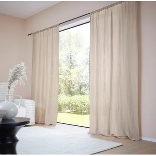 Gardine "Hevin, Musselin Vorhang, blickdichte Gardine" Gr. 1, grau (taupe), B:130cm H:145cm, Baumwolle, LEGER HOME BY LENA GERCKE, Gardinen, Gardine, natürliche, moderne Gardine in schönem Musselin Look