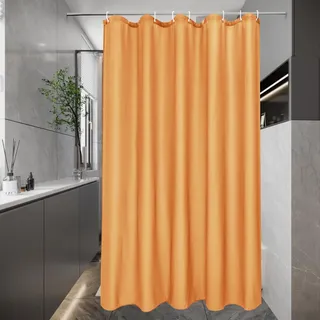 EurCross Duschvorhang 100x200 cm Schmaler Textil Stoff Wasserdicht Duschvorhänge, Kleine Orange Waschbar Badevorhang für Badezimmer, Anti-Schimmel Antibakteriell Dusch Vorhang mit 7 Ringen