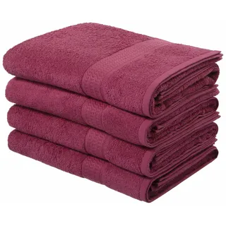 my home Duschtücher »Juna, als Set und Serie erhältlich, 4 Duschtücher, 70x140cm« Handtuch Set, 100% Baumwolle, mit Bordüre, Uni-Farben, weich, lila