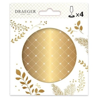 Draeger Paris – 4 Untersetzer aus Papier – Weiß und Gold – 10,2 x 12 cm