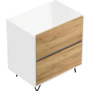 Posseik Nachttisch Industrial A 2 Schubladen 60 cm Weiß Eiche Front
