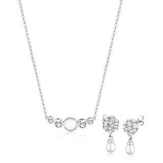 ELLI PREMIUM »Schmuckset mit Perle und Kristalle 925 Silber«