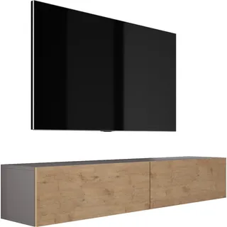 RTV DMG Hängendes TV-Schrank - Modernes Design B: 170 cm, H: 34 cm, T: 32 cm. TV Lowboard, TV Board, TV Sideboard Hängend, Lowboard Fernsehschrank - Grau, Braun