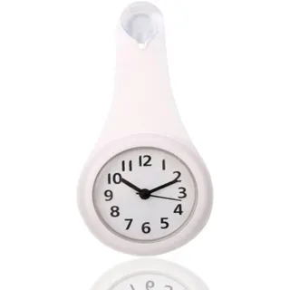 HERCHR Badezimmeruhr Kleine Wanduhr, Baduhr Uhr Für Badezimmer Badezimmeruhr Wasserdicht Mit Haken Für Badezimmer Küche Schlafzimmer, Außenuhr Atomwanduhr Duschuhr(Weiß)