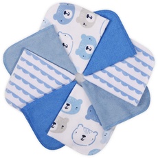 Momcozy Baby Waschlappen, 8 Stück Handtücher Set, Weiche Gesichtstücher, Spucktücher , Baumwolle Mulltücher, Badetuch für Babys, Mädchen, Jungen, 25 X 25 cm, Blau