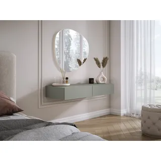 Hängender Schminktisch mit zwei Schubladen, glatte Front - Farbe: Grüne Aloe, 100 x 40 x 16 cm - Grün