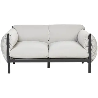 Beliani Gartensofa 2-Sitzer Aluminium hellgrau/schwarz Esperia , Metall , 144x80x96 cm , Gartenmöbel, Loungemöbel, Gartensofas & Loungesofas