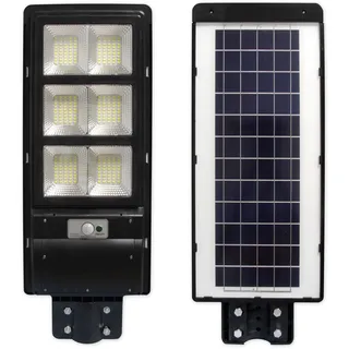 LED Solar Gartenleuchte 6000K Kaltweiß 6000lm 270W 120° IP65 PIR Bewegungsmelder Mastleuchte Fernbedienung Schwarz - Schwarz