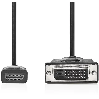 Nedis HDMITM -Kabel HDMITM Stecker DVI-D 24+1-Pin Stecker 1080p Vernickelt 2.00 m Gerade (2 HDMI), Typ A (Standard) Schwarz