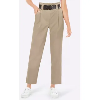 Bundfaltenhose CREATION L, Damen, Gr. 21, Kurzgrößen, beige, 63% Lyocell, 37% Polyester, unifarben, lang, Hosen Bundfaltenhose