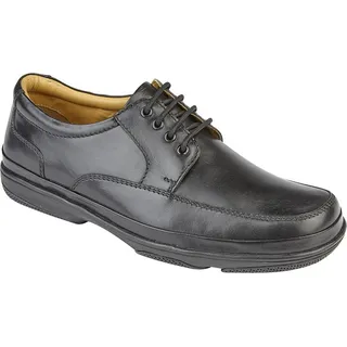 Roamers Herren Leder Wide Fit 4 Ösen Deluxe Schnürschuhe DF1691 (42 EU) (Schwarz) - Schwarz