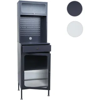 Highboard HWC-P99, Hochschrank Küchenschrank Saugrobotergarage, Staufächer Metall Glas 182x54x40cm ~