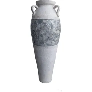 Romimex Bodenvase in Weiß, Grau, Terrakotta, 34 x 100 x 34 cm mit Griffen