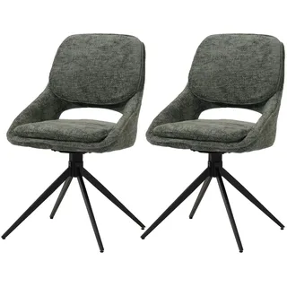Mendler Esszimmerstuhl HWC-N73 Stoff/Textil grün 2er Set
